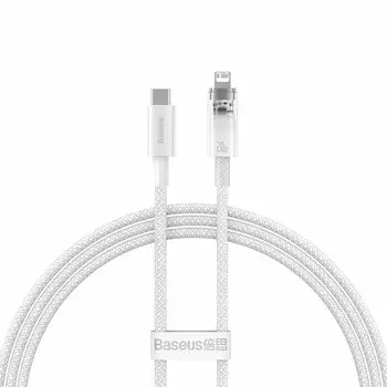 Кабель USB Type-C-Lightning 8-pin, быстрая зарядка, 2.4А, 20 Вт, 2 м, белый, Baseus Explorer (CATS010302)