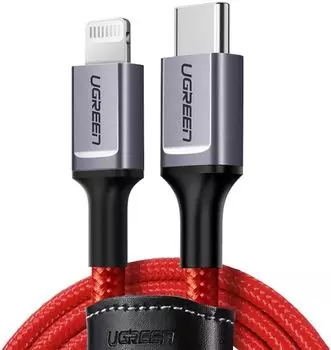 Кабель USB Type-C-Lightning 8-pin, MFi, быстрая зарядка, 3А, 1 м, красный, UGREEN US298 (20309)