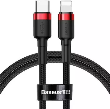Кабель USB Type-C-Lightning 8-pin, MFi, быстрая зарядка, 2.4А, 20 Вт, 1 м, черный, Baseus Cafule (CATLKLF-91)