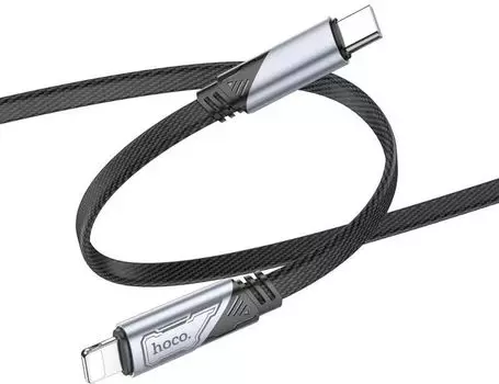 Кабель USB Type-C-Lightning 8-pin, плоский, 3А, 27 Вт, 1.2 м, черный, HOCO U119 Machine (U119 MACHINE PD IP)