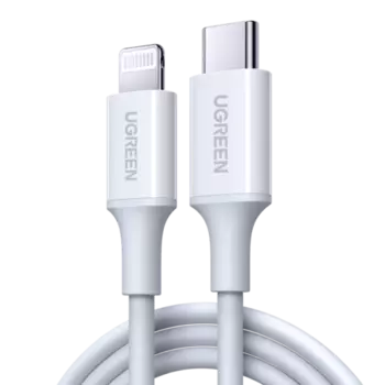 Кабель USB Type-C-Lightning 8-pin, MFi, быстрая зарядка, 3A 25 см, белый UGREEN US171 (60746)