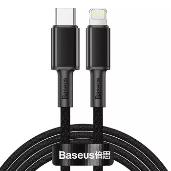 Кабель USB Type-C-Lightning 8-pin, быстрая зарядка, 2.4А, 20 Вт, 2 м, черный, Baseus High density (CATLGD-A01)