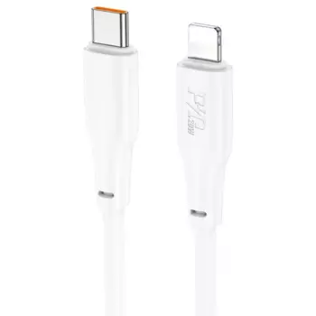 Кабель USB Type-C-Lightning 8-pin, экранированный, быстрая зарядка, 3А, 20 Вт, 2 м, белый, HOCO Force X93 (6931474790668)