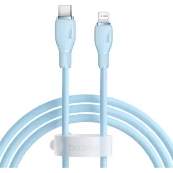 Кабель USB Type-C-Lightning 8-pin, быстрая зарядка, 2.4А, 20 Вт, 1.2 м, голубой, Baseus Pudding (P10355701311-00)