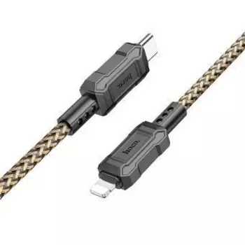 Кабель USB Type-C-Lightning 8-pin, экранированный, быстрая зарядка, 3А, 1 м, золотистый, HOCO Leader X94