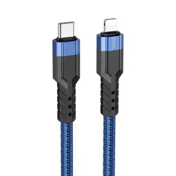 Кабель USB Type-C-Lightning 8-pin, быстрая зарядка, 3А, 1.2 м, синий, HOCO U110
