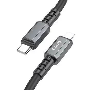 Кабель USB Type-C-Lightning 8-pin, быстрая зарядка, 3А, 1 м, черный, HOCO X85 Strength (6931474777409)