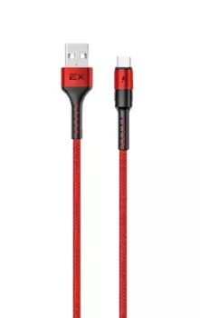 Кабель USB Type-C(m)-USB 2.0(Am), 2.4A, 1м, красный Exployd Flow (EX-K-1322)