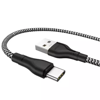 Кабель USB Type-C(m)-USB 2.0(Am), 3A, 1м, черный/белый Borofone Beneficial BX39 (6931474727312)