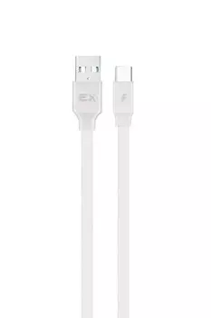 Кабель USB Type-C(m)-USB 2.0(Am), плоский, 2.4A, 1м, белый Exployd Flow (EX-K-1310)