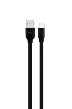 Кабель USB Type-C(m)-USB 2.0(Am), плоский, 2.4A, 1м, черный Exployd Flow (EX-K-1309)
