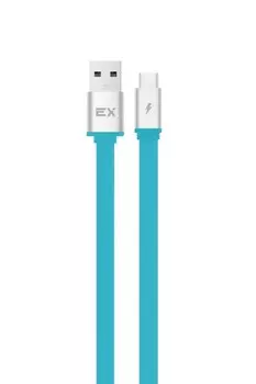 Кабель USB Type-C(m)-USB 2.0(Am), плоский, 2.4A, 1м, синий Exployd Flow (EX-K-1317)
