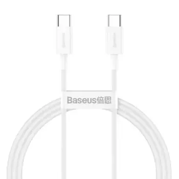 Кабель USB Type-C(m)-USB Type-C(m), быстрая зарядка, 1 м, белый, Baseus Superior Series 2 (P10365200211-03)