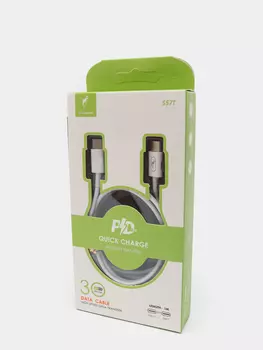 Кабель USB Type-C-USB Type-C, быстрая зарядка, 3A, 1 м, белый, SKYDOLPHIN S57T (206513)