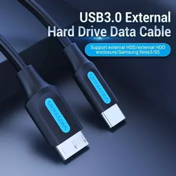 Кабель USB Type-C-Micro USB, экранированный, 1 м, черный, Vention CQABF (CQABF)