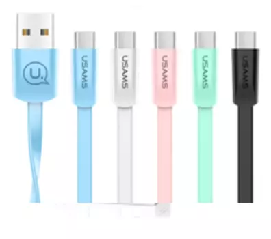 Кабель USB-Type-C, плоский, 1.2м, розовый USAMS U2 (SJ200TC05)