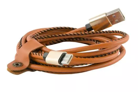Кабель USB-USB Type-C, 2м, коричневый Red Line