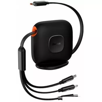 Кабель USB Type-C-Type-C/Lightning/microUSB, плоский, быстрая зарядка, 5А, 100 Вт, 1.7 м, черный, Baseus Traction (CAQY000001)