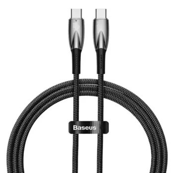 Кабель USB Type-C-USB Type-C, быстрая зарядка, 5А, 100 Вт, 1 м, черный, Baseus Glimmer (CADH000701)