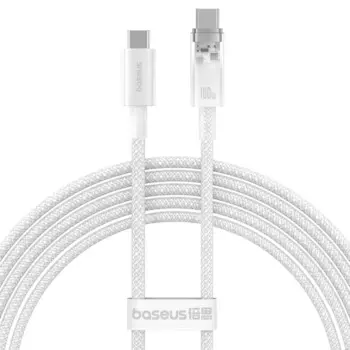 Кабель USB Type-C-USB Type-C, быстрая зарядка, 5А, 100 Вт, 2 м, белый, Baseus Explorer (P10319703221-01)