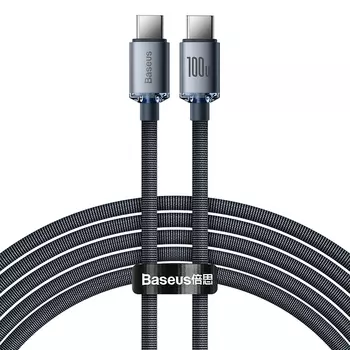 Кабель USB Type-C-USB Type-C, быстрая зарядка, 5А, 100 Вт, 2 м, черный, Baseus Crystal Shine (CAJY000701)