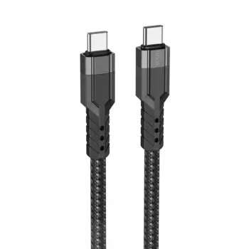 Кабель USB Type-C-USB Type-C, быстрая зарядка, 3А, 60 Вт, 1.2 м, черный, HOCO U110 (6931474770622)