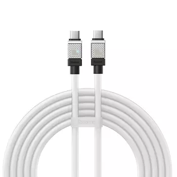 Кабель USB Type-C-USB Type-C, быстрая зарядка, 3А, 100 Вт, 2 м, белый, Baseus CoolPlay (CAKW000302)