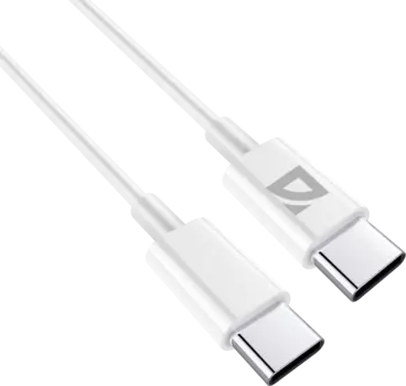 Кабель USB Type-C-USB Type-C, быстрая зарядка, 30 Вт, 1 м, белый, Defender F182 (87507)