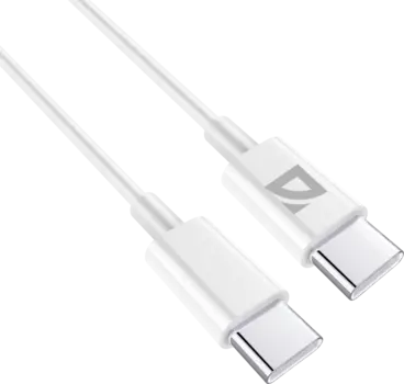 Кабель USB Type-C-USB Type-C, быстрая зарядка, 60 Вт, 1 м, белый, Defender F182 (87508)