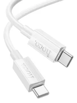 Кабель USB Type-C-USB Type-C, быстрая зарядка, 3А, 60 Вт, 1 м, белый, HOCO Source X107