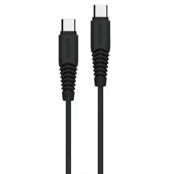 Кабель USB Type-C-USB Type-C, экранированный, быстрая зарядка, 2А, 25 Вт, 1.2 м, черный, Philips DLC5531