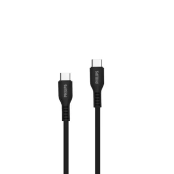 Кабель USB Type-C-USB Type-C, экранированный, быстрая зарядка, 3А, 60 Вт, 1.2 м, черный, Philips DLC8601