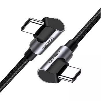 Кабель USB Type-C-USB Type-C, угловой, экранированный, быстрая зарядка, 3A 2м, черный UGREEN US323 (70531)
