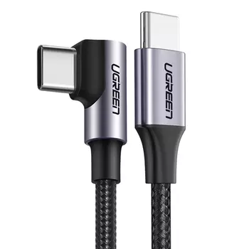 Кабель USB Type-C-USB Type-C, угловой, экранированный, быстрая зарядка, 3A 2 м, черный UGREEN US255 (50125)