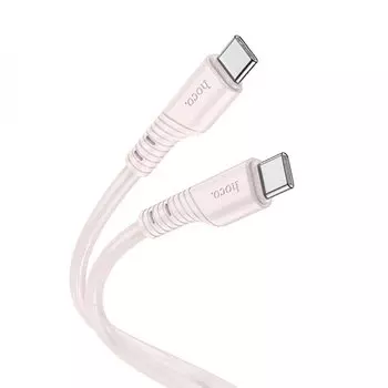 Кабель USB Type-C-USB Type-C, быстрая зарядка, 3А, 1 м, розовый, HOCO Crystal X97