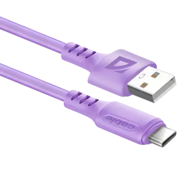 Кабель USB-USB Type-C, 2.4A 1 м, фиолетовый Defender F207 (87106VIO)