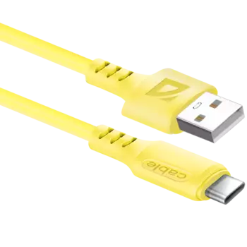 Кабель USB-USB Type-C, 2.4A 1 м, желтый Defender F207 (87106YEL)