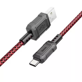 Кабель USB-USB Type-C, экранированный, 3А, 1 м, красный, HOCO Leader X94 (6931474794307)
