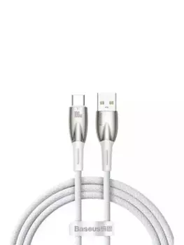 Кабель USB-USB Type-C, экранированный, быстрая зарядка, 5А, 100 Вт, 1 м, белый, Baseus Glimmer CADH000402 (CADH000402)