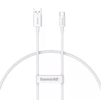 Кабель USB-USB Type-C, экранированный, быстрая зарядка, 3А, 100 Вт, 25 см, белый, Baseus P10320102214-00 (P10320102214-00)