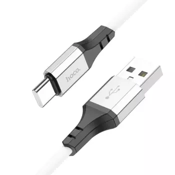 Кабель USB-USB Type-C, экранированный, быстрая зарядка, 3А, 1 м, белый, HOCO Spear X86