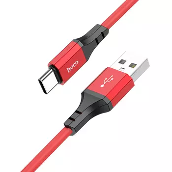 Кабель USB-USB Type-C, экранированный, быстрая зарядка, 3А, 1 м, красный, HOCO Spear X86