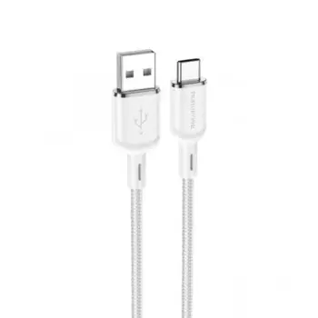 Кабель USB-USB Type-C, быстрая зарядка, 3А, 1 м, белый, Borofone Cyber BX90