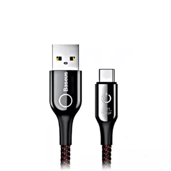 Кабель USB-USB Type-C, быстрая зарядка, 3А, 1 м, черный, Baseus C-shaped Light Intelligent power-off CATCD-01 (CATCD-01)