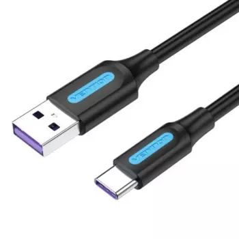 Кабель USB-USB Type-C, быстрая зарядка, 5А, 2 м, черный, Vention (CORBH)