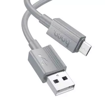 Кабель USB-USB Type-C, быстрая зарядка, 2.4А, 1 м, серый, HOCO Source X107 (6942007626293)