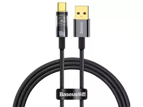 Кабель USB-USB Type-C, быстрая зарядка, 5А, 2 м, черный, Baseus Explorer (CATS000301)