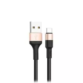 Кабель USB-USB Type-C, быстрая зарядка, 2A 1 м, черный/золотой HOCO X26 Xpress (6957531080244)