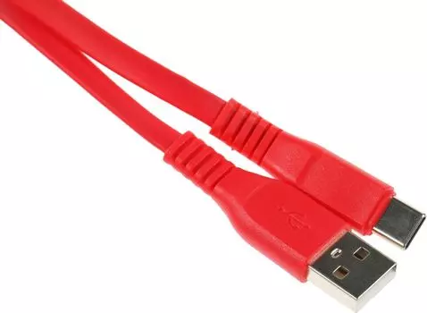 Кабель USB-USB Type-C, плоский, 2 м, красный, Premier (5-933RL45 2.0R)