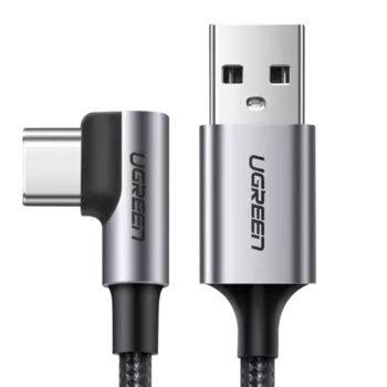 Кабель USB-USB Type-C, угловой, экранированный, быстрая зарядка, 3A 3 м, черный UGREEN US284 (70255)